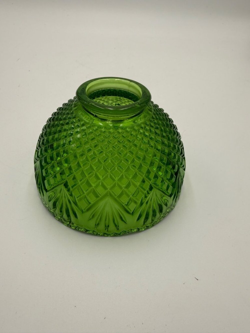 Vintage Green Glass Fair Lamp Top Shade Diamond Pattern Design